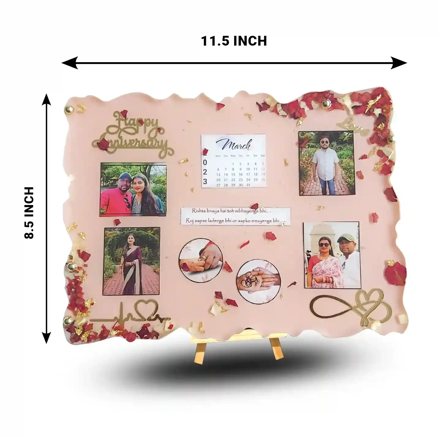 Customised Romantic Resin Photo Frame with Real Flower Preservation thumb 2
