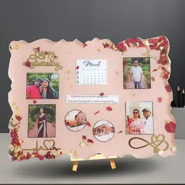 Customised Romantic Resin Photo Frame with Real Flower Preservation thumb 3